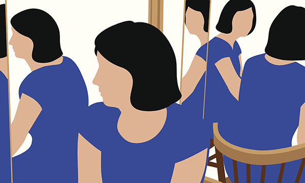 Illustration of reflective nurse