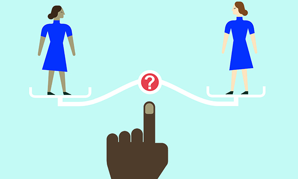 nurses balanced on a weighing scale