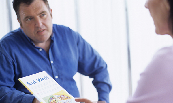 man listens to diabetes advice