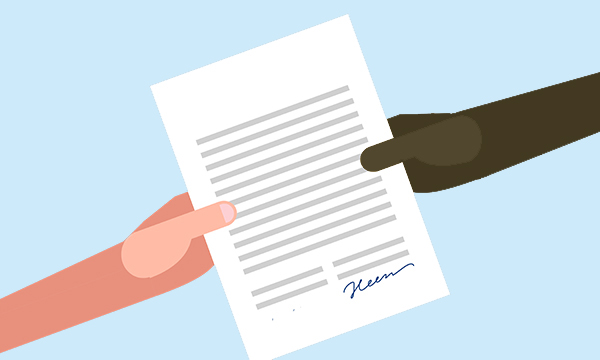 document passes from one hand to the next