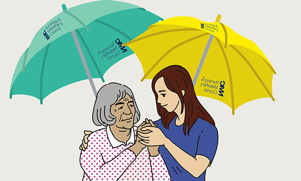 An illustration highlighting the NMC's role in protecting patients as well as registrants