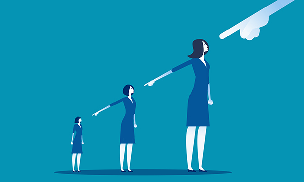 Illustration of nurses pointing the finger of blame at a colleague