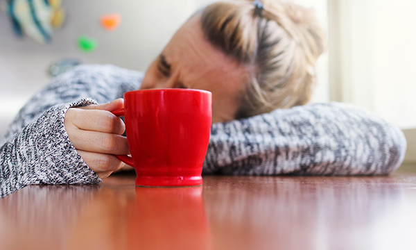 Woman with a hangover