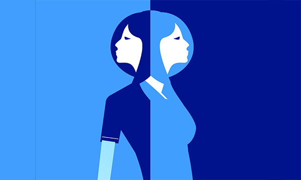 illustration of nurse in almost perfect reflection