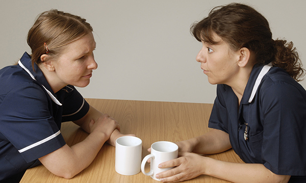 Two nurses taking a break. Picture: John Behets