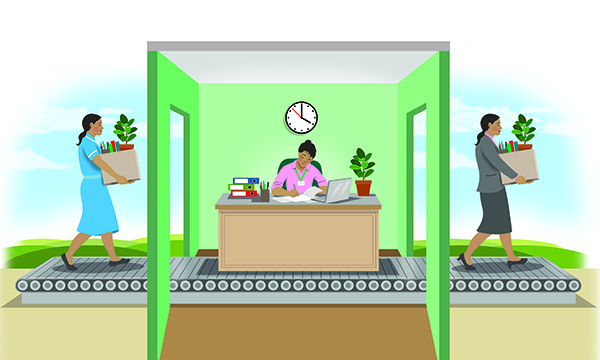 Illustration highlighting the 'conveyor belt' of directors of nursing in the UK