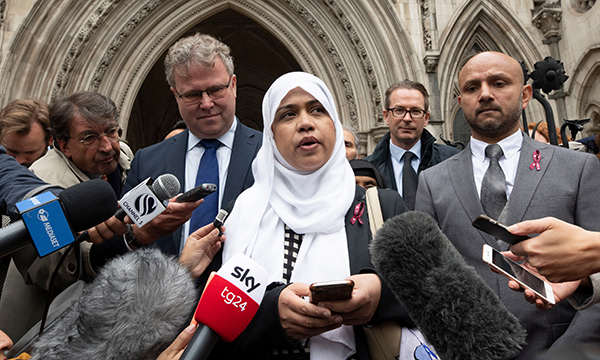 Shelina Begum, mother of Tafida Raqueeb, speaking outside court