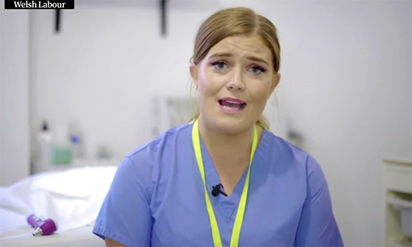 The Welsh Labour party political broadcast featured an actor dressed as a nurse