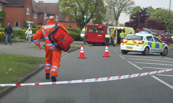 Andy Thurgood arriving at a road traffic accident