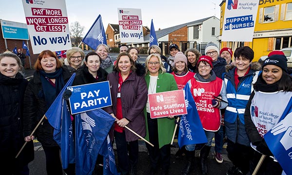 RCN members on a picket line in Belfast