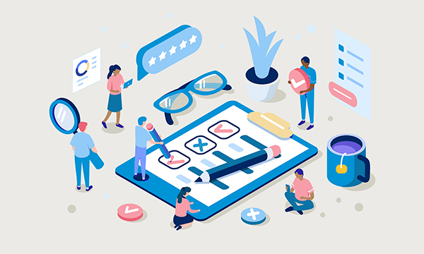 Illustration of a clipboard showing a ticklist, surrounded by individuals and everyday elements of a workplace. Nursing Standard's survey asks about nurses' workplace, conditions and commute
