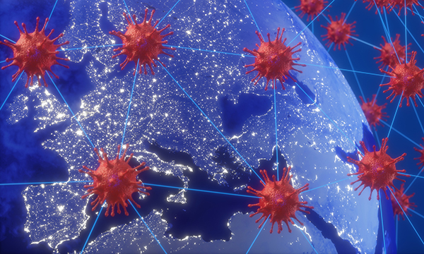 coronavirus and globe illustration