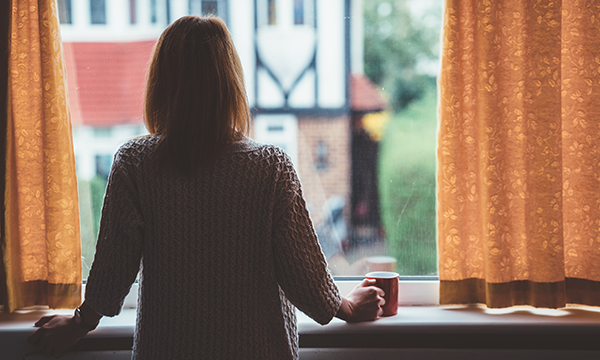 Self-isolating woman