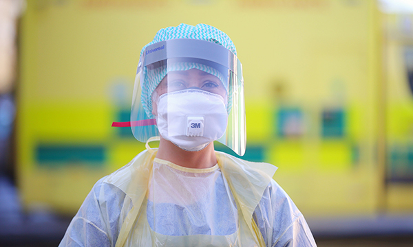 Emergency department worker wearing PPE