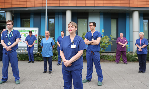 Minute's silence outside Salford Royal Hospital