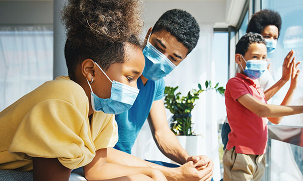 Young people wearing masks