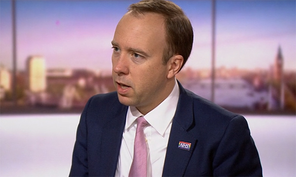 Matt Hancock in a BBC TV studio