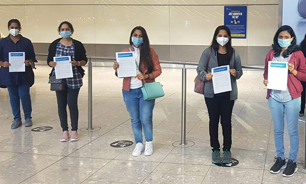 Nurses arriving in UK from India