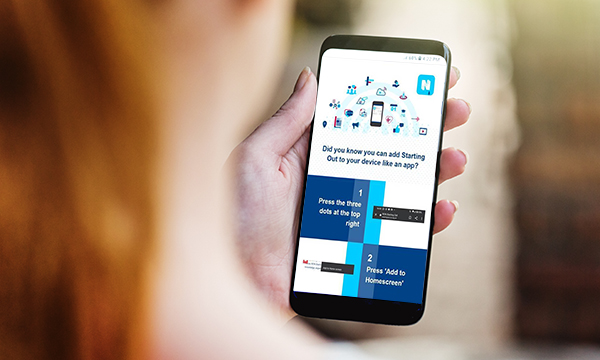 Picture of a smartphone screen showing the RCN app Starting Out