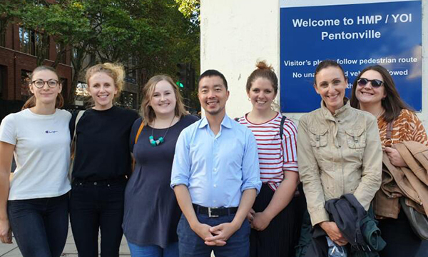 Ms Waddington, third from right, with six of the team of YourStance volunteers at HMP Pentonville