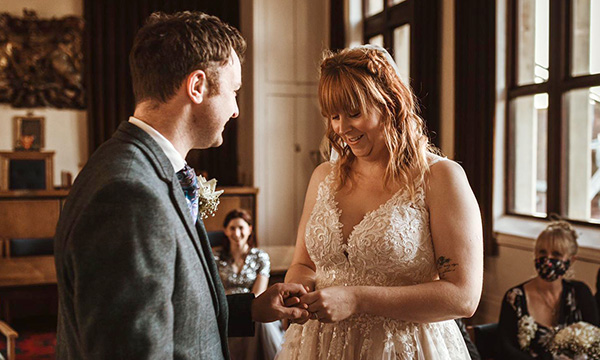 Mental health nurses Shona Watts and James Smith pictured at their whirlwind wedding