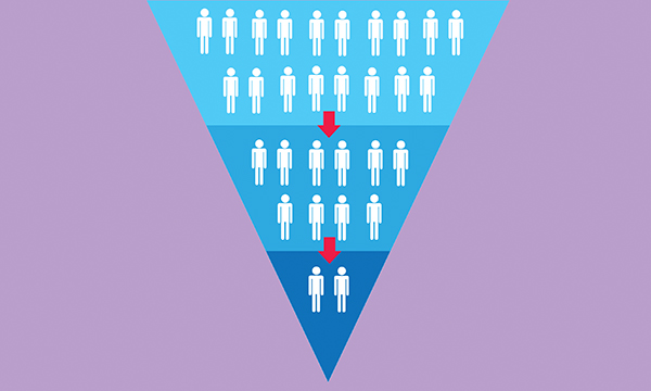 Illustration of an inverse triangle showing workforce structure