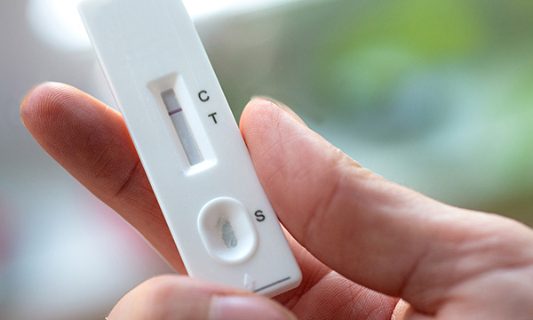 A negative lateral flow test result for coronavirus