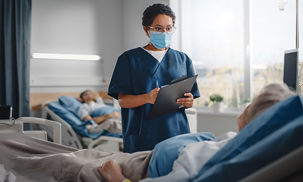 Lone nurse on hospital ward