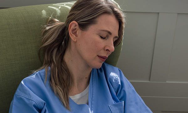 Picture of a nurse taking a nap