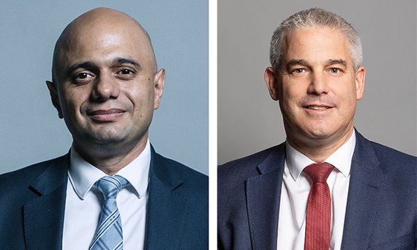 New health and social care secretary Steve Barclay (right) with his predecessor Sajid Javid