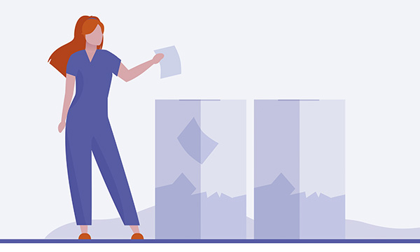 Image of a female medic casting a ballot