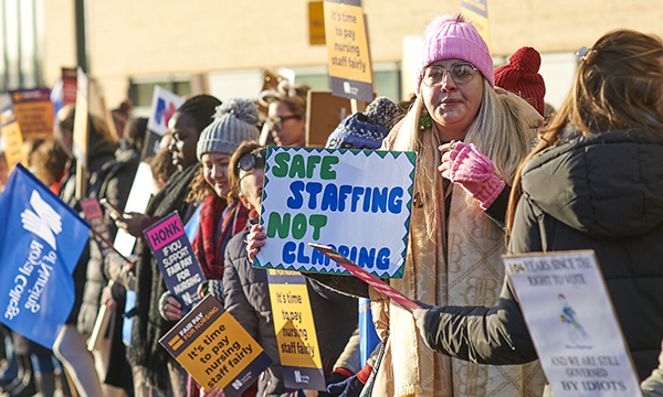 Striking nurses at St James's University Hospital, Leeds 