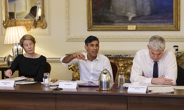 Prime minister Rishi Sunak addresses the emergency meeting