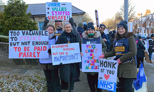Striking nurses in Brighton today