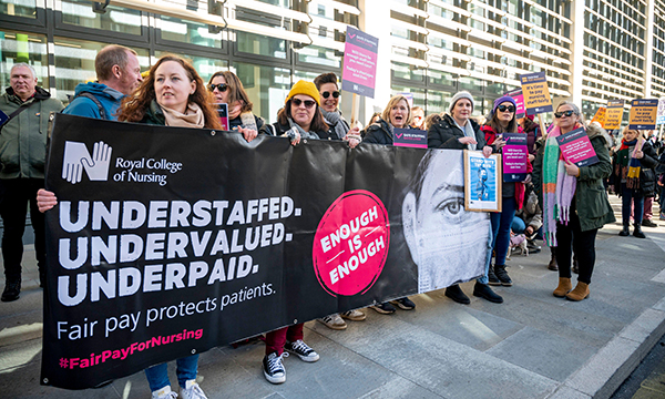 Photo of nurses on the picket line in Brighton last month