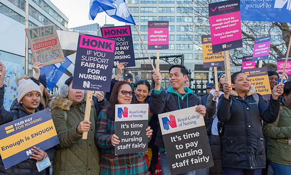 Picket line at St Thomas’ Hospital in London