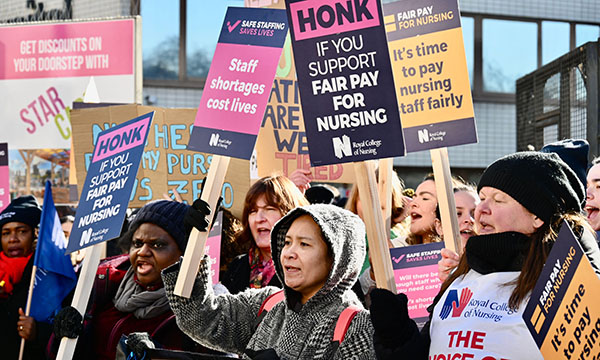 A picket line outside St Thomas' Hospital in London