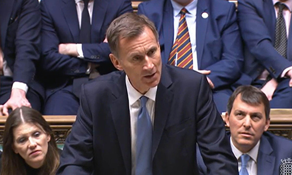 Chancellor Jeremy Hunt delivering his Budget speech in the House of Commonsv
