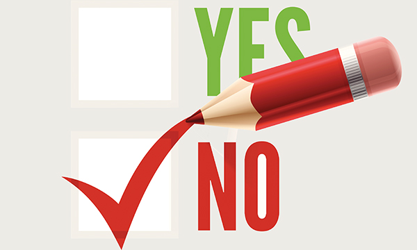 Illustration of a tick against a 'No' box, as cross-union group calls for nurses to reject new pay offer