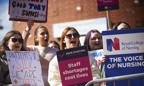Strikers at Leeds General Infirmary on 1 May