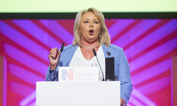 RCN general secretary Pat Cullen addressing congress in her keynote speech in Brighton