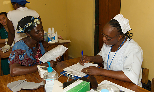 A nurse in Nigeria where there have been reports of healthcare services struggling due to international recruitment of nursing staff 