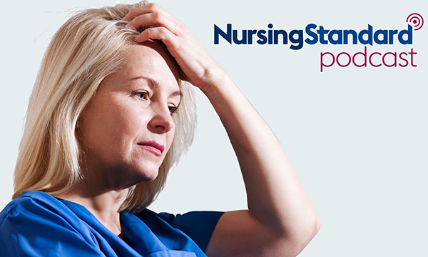 Woman touching her forehead looking worried fraught, which are symptoms common in perimeopause