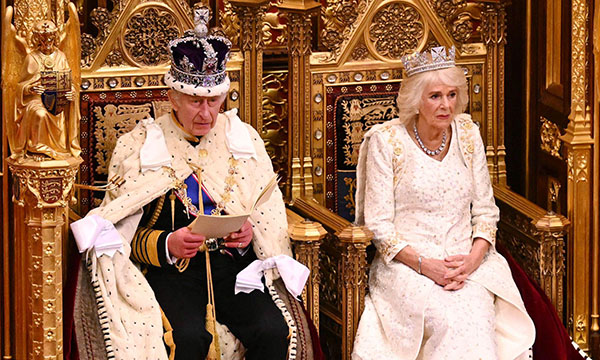 Photo of the King delivering his speech at State Opening of Parliament
