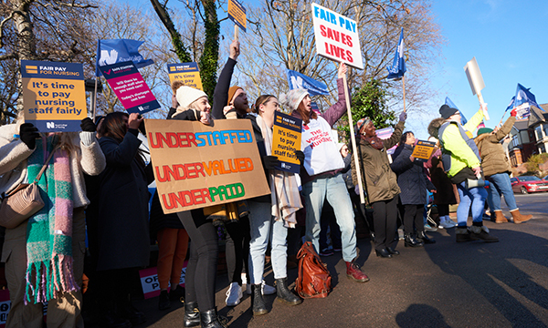 Nurses on strike outside Northern General Hospital, Sheffield