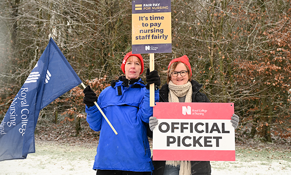 Photo of nurses striking at Antrim Area Hospital in Northern Ireland last week