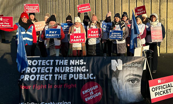 Striking nurses at Daisy Hill Hospital in Newry, County Armagh