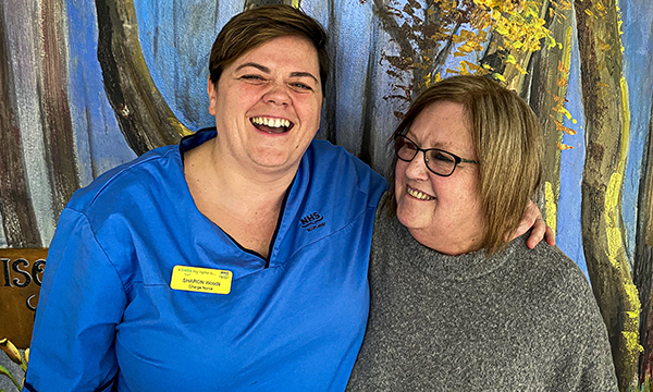 Nurse Sharon Woods with Caroline Swan, whose life she helped to save following a stroke
