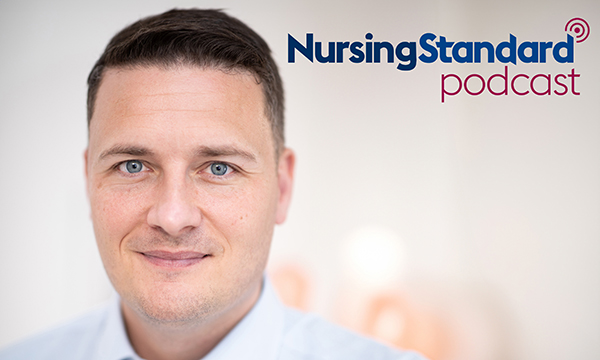 Close-up image of Labour MP Wes Streeting, shadow health and social care secretary, with the Nursing Standard podcast icon in blue and red in the top corner of the image