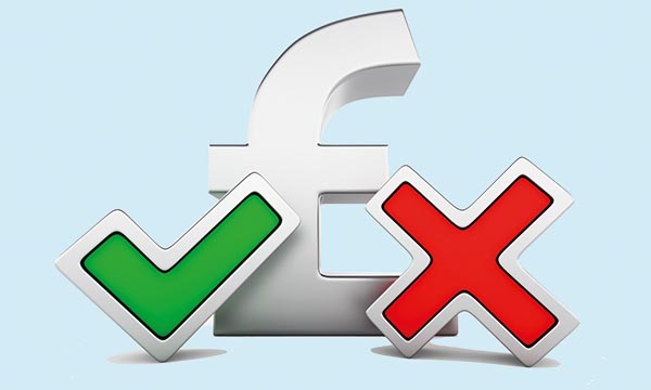 Union consultations on the government’s 5.5% pay offer for NHS staff are asking members to vote&nbsp;on whether they accept or reject&nbsp;the award, as illustrated by a pound symbol with green tick mark and a red X mark